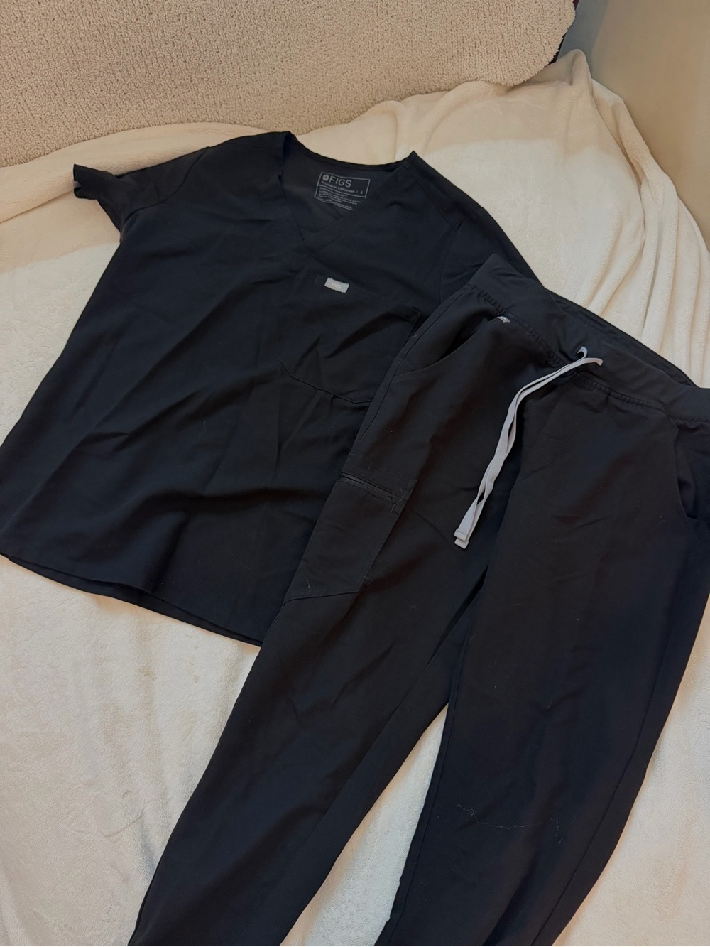 Figs Black Track Joggers with Drawstring